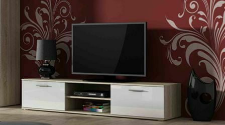 eoshop TV stolík Soho, 180 cm, dub sonoma / biela lesk